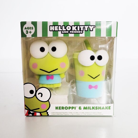Sanrio Hello Kitty & Friends Hello Kitty and Keroppi Flocked Figures BNIB - Picture 4 of 5
